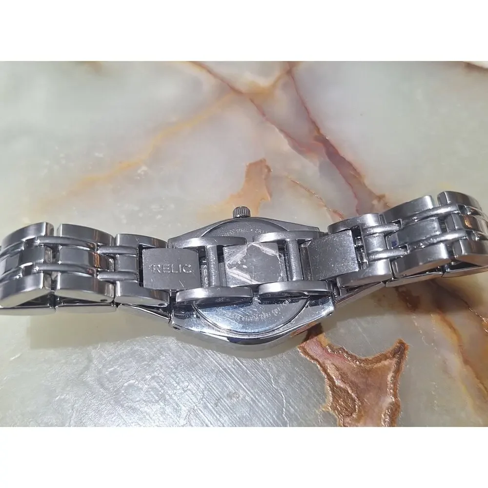 Relic by Fossil ZR11788 Women's Crystal Quartz Date Watch 25.3mm New Battery